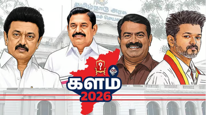 தமிழக சட்டமன்றத் தேர்தல் 2026 வாக்குப்பதிவு மையத்தில் மக்கள் வாக்களிக்கும் காட்சி