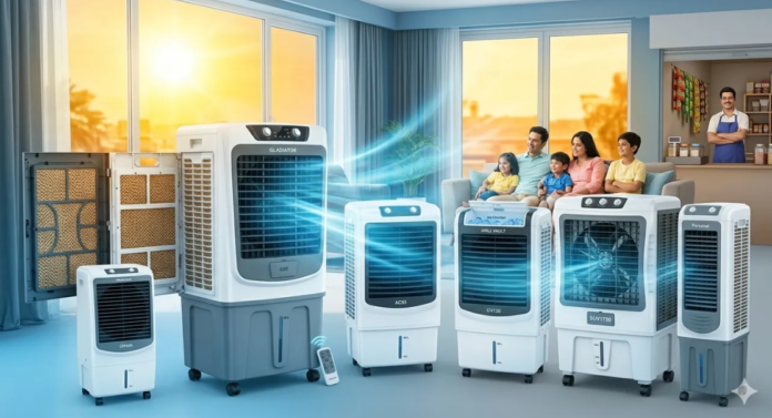 நவீன தாம்சன் டெசர்ட் ஏர் கூலர், வெப்பமான கோடையில் வீடுகளுக்கு குளிர்ச்சியை வழங்குகிறது.