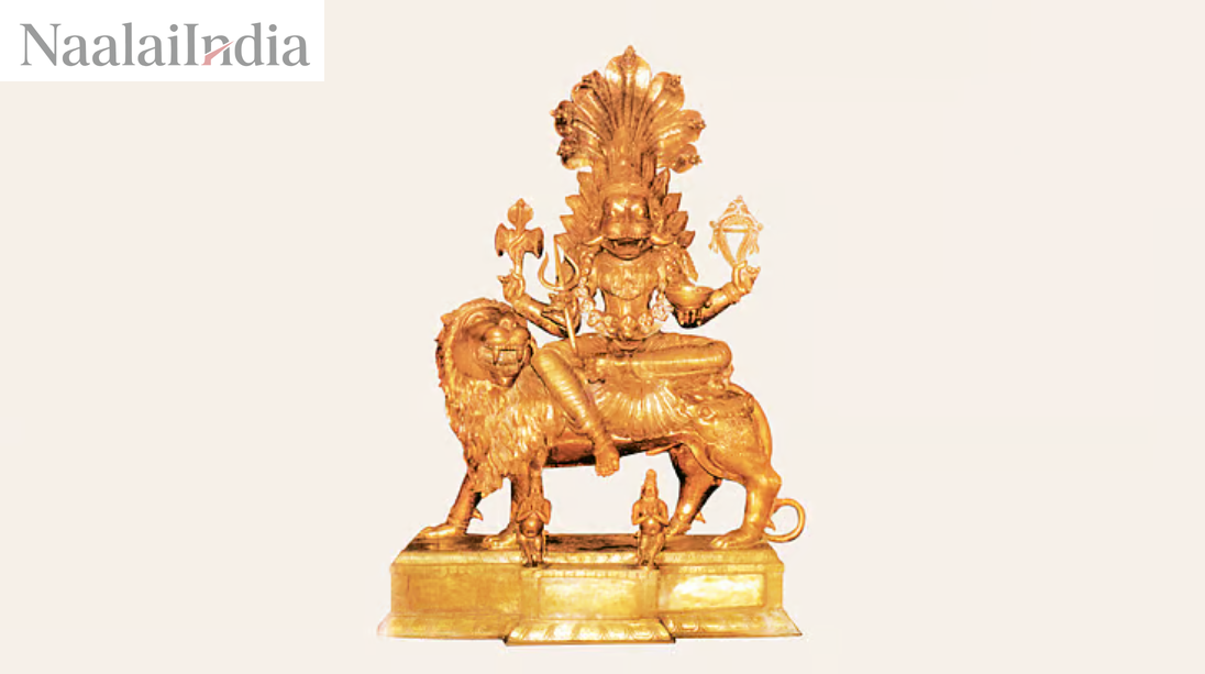 Fierce goddess Pratyangira Devi in digital art.