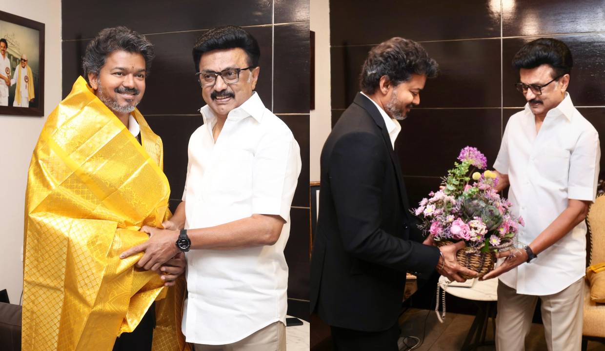 விஜய் உதயநிதி ஸ்டாலின் கைகுலுக்கல்
