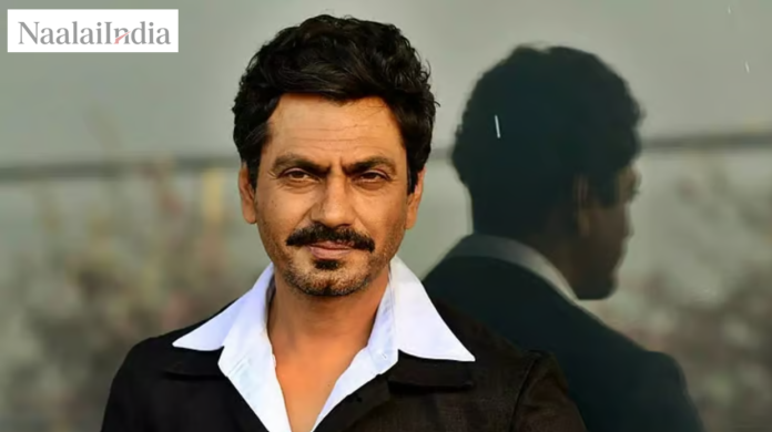 நடிகர் நவாசுதீன் சித்திக் தீவிரமான முகபாவனையுடன் இருக்கும் படம்.