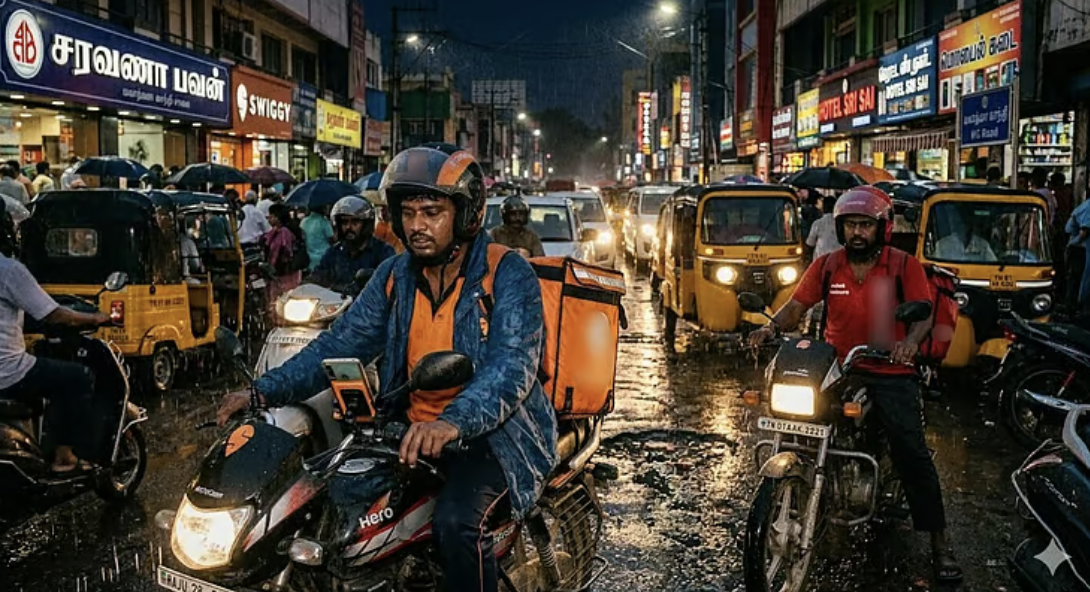 கோபமான வாடிக்கையாளரிடம் டெலிவரி பணியாளர்.